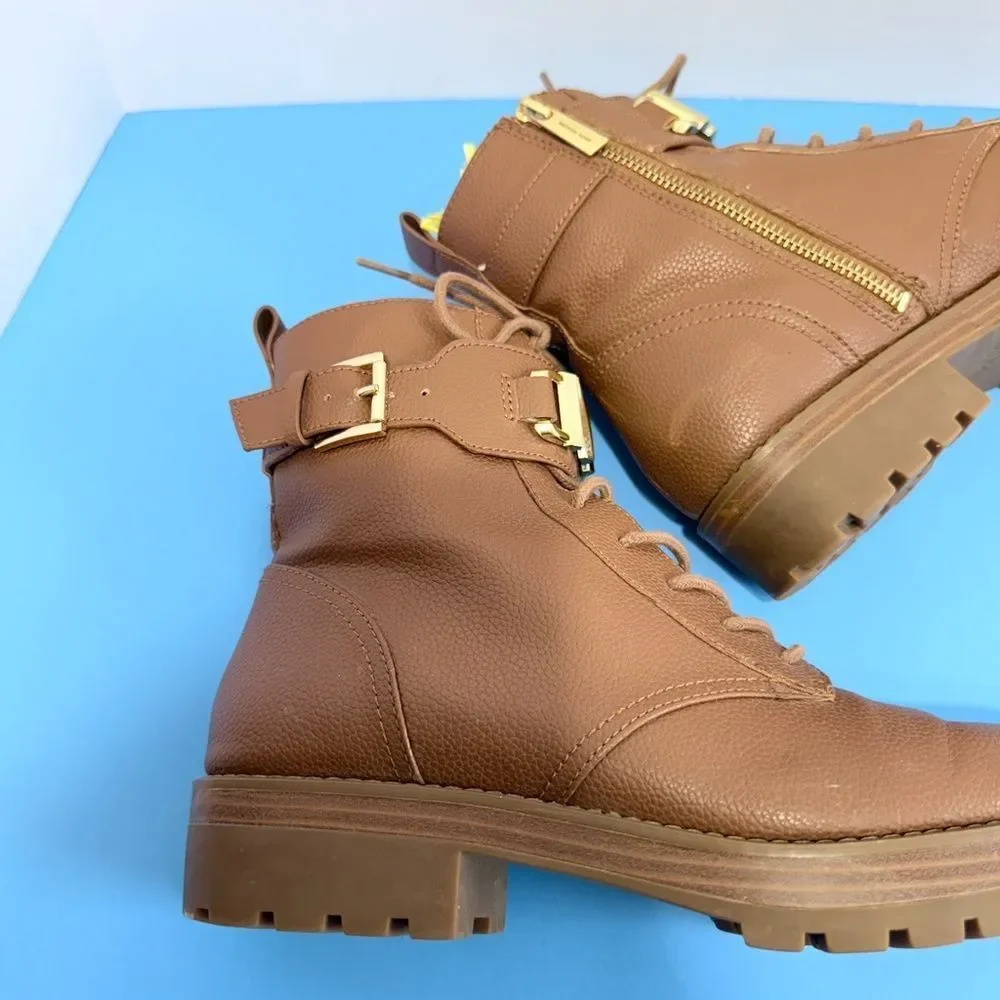 Michael Kors Kincaid leather combat bootie in the luggage color Size Women 8.5M
